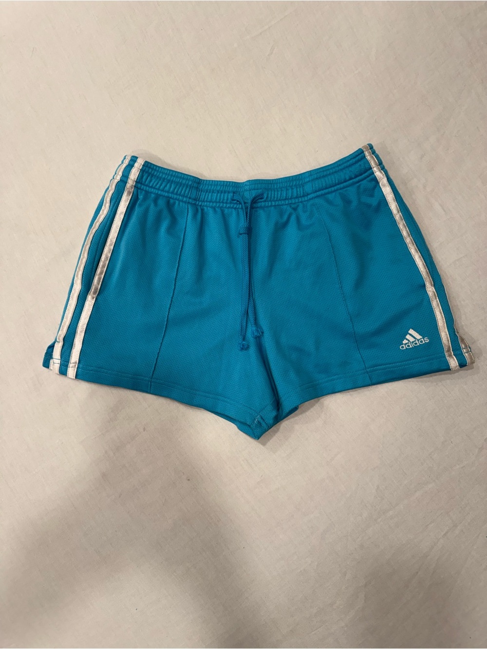 Adidas Vintage Turquoise Blue Climalite 3-Stripe Running Shorts